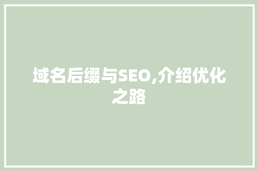 域名后缀与SEO,介绍优化之路