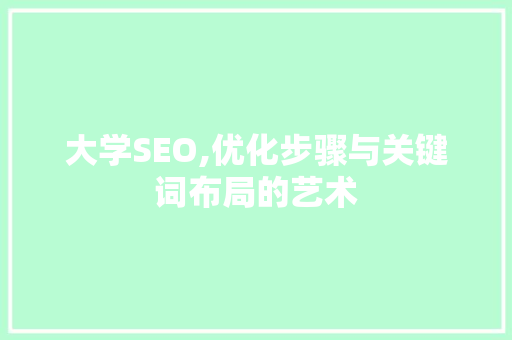 大学SEO,优化步骤与关键词布局的艺术  第1张