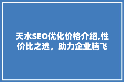 天水SEO优化价格介绍,性价比之选，助力企业腾飞