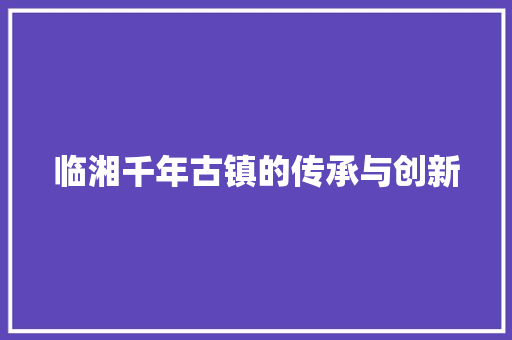 临湘千年古镇的传承与创新