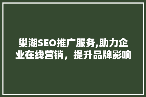 巢湖SEO推广服务,助力企业在线营销，提升品牌影响力