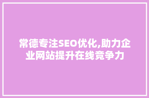 常德专注SEO优化,助力企业网站提升在线竞争力