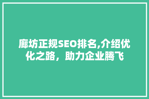 廊坊正规SEO排名,介绍优化之路，助力企业腾飞