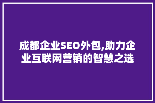 成都企业SEO外包,助力企业互联网营销的智慧之选