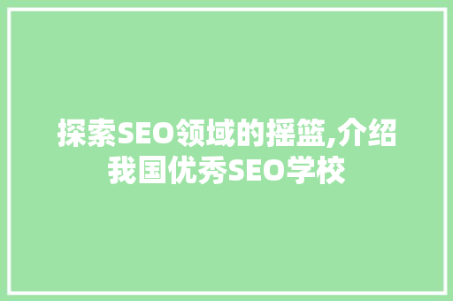 探索SEO领域的摇篮,介绍我国优秀SEO学校