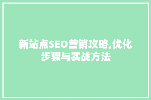 新站点SEO营销攻略,优化步骤与实战方法