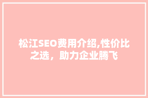 松江SEO费用介绍,性价比之选，助力企业腾飞