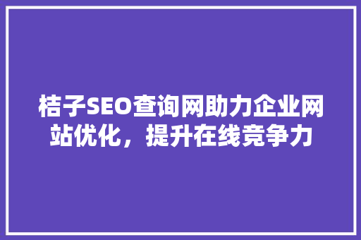 桔子SEO查询网助力企业网站优化，提升在线竞争力