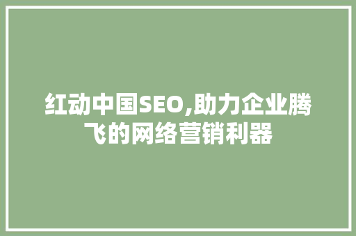红动中国SEO,助力企业腾飞的网络营销利器