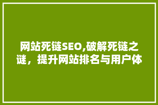 网站死链SEO,破解死链之谜，提升网站排名与用户体验