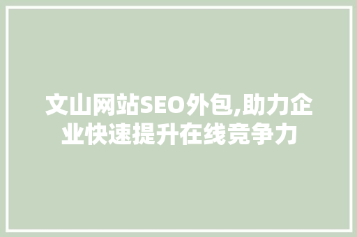 文山网站SEO外包,助力企业快速提升在线竞争力