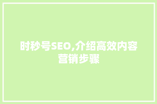 时秒号SEO,介绍高效内容营销步骤