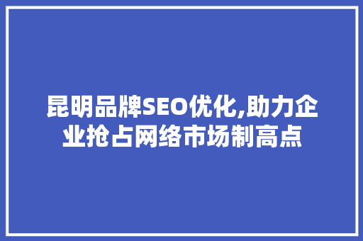 昆明品牌SEO优化,助力企业抢占网络市场制高点