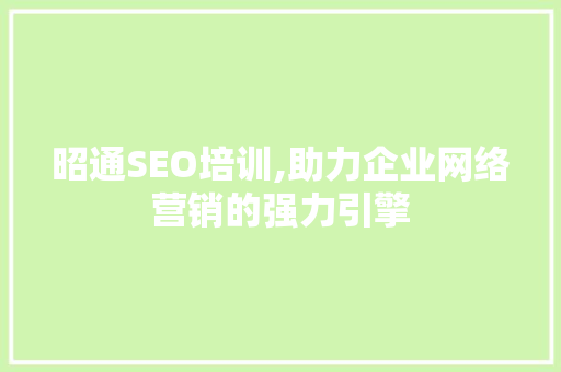 昭通SEO培训,助力企业网络营销的强力引擎