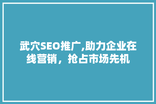 武穴SEO推广,助力企业在线营销，抢占市场先机