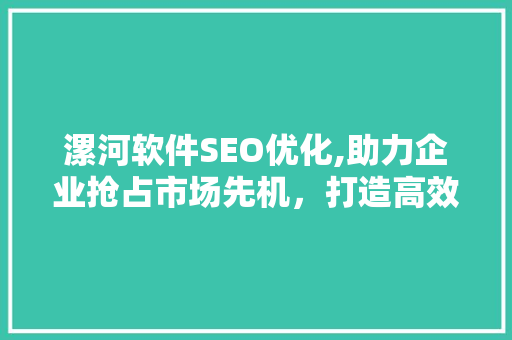 漯河软件SEO优化,助力企业抢占市场先机，打造高效网络品牌