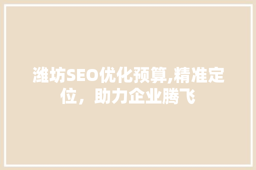 潍坊SEO优化预算,精准定位，助力企业腾飞