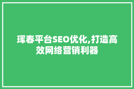 珲春平台SEO优化,打造高效网络营销利器
