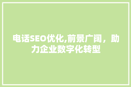 电话SEO优化,前景广阔，助力企业数字化转型