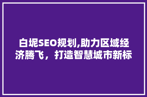 白坭SEO规划,助力区域经济腾飞，打造智慧城市新标杆