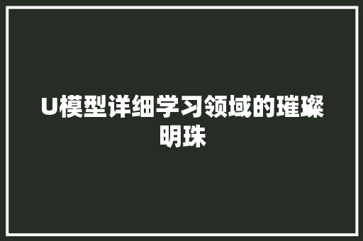 U模型详细学习领域的璀璨明珠