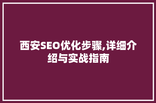 西安SEO优化步骤,详细介绍与实战指南