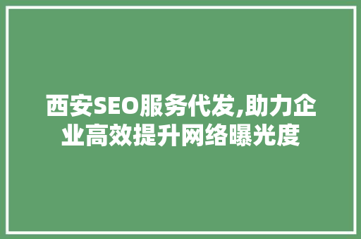 西安SEO服务代发,助力企业高效提升网络曝光度