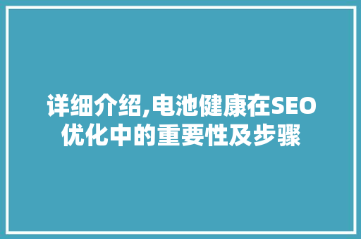 详细介绍,电池健康在SEO优化中的重要性及步骤