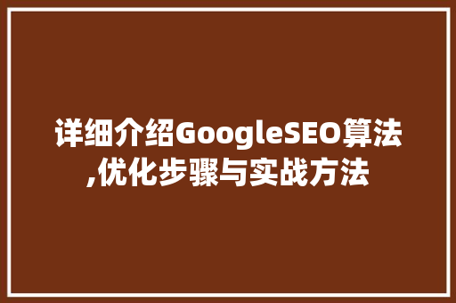 详细介绍GoogleSEO算法,优化步骤与实战方法