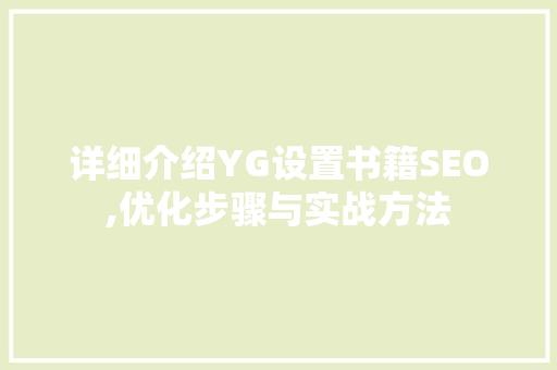 详细介绍YG设置书籍SEO,优化步骤与实战方法