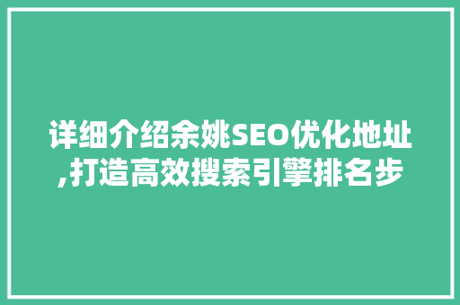 详细介绍余姚SEO优化地址,打造高效搜索引擎排名步骤