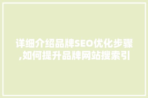 详细介绍品牌SEO优化步骤,如何提升品牌网站搜索引擎排名