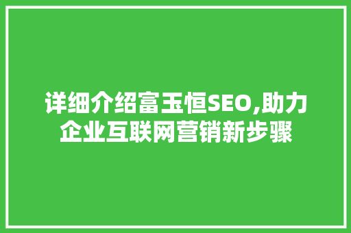 详细介绍富玉恒SEO,助力企业互联网营销新步骤