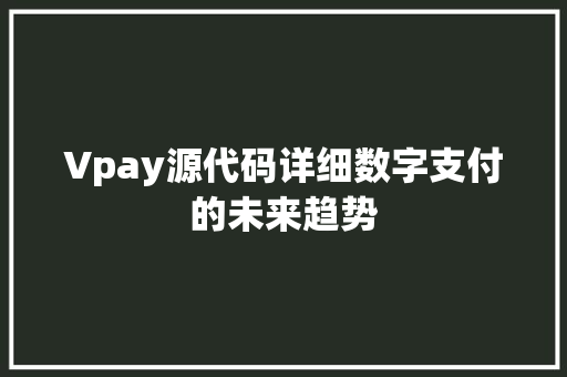 Vpay源代码详细数字支付的未来趋势