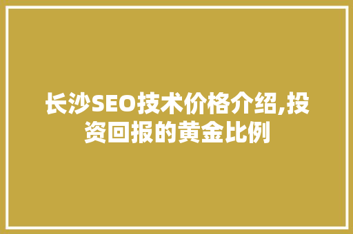 长沙SEO技术价格介绍,投资回报的黄金比例