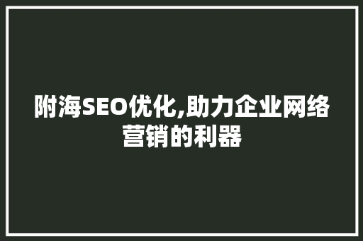 附海SEO优化,助力企业网络营销的利器