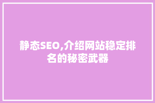 静态SEO,介绍网站稳定排名的秘密武器