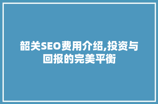 韶关SEO费用介绍,投资与回报的完美平衡