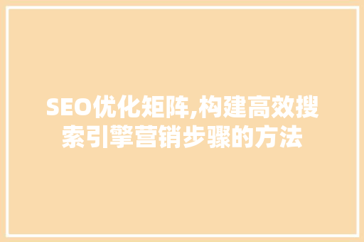 SEO优化矩阵,构建高效搜索引擎营销步骤的方法