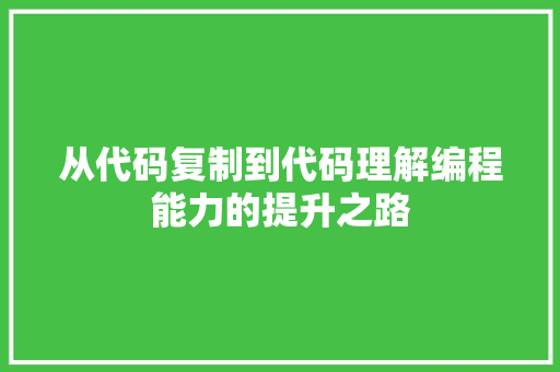 从代码复制到代码理解编程能力的提升之路