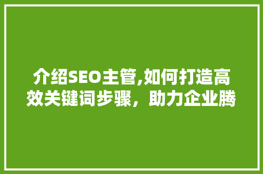 介绍SEO主管,如何打造高效关键词步骤，助力企业腾飞