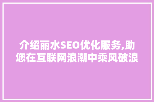 介绍丽水SEO优化服务,助您在互联网浪潮中乘风破浪