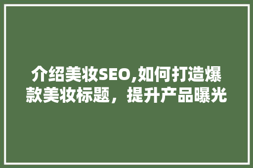 介绍美妆SEO,如何打造爆款美妆标题，提升产品曝光率