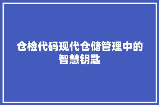 仓检代码现代仓储管理中的智慧钥匙