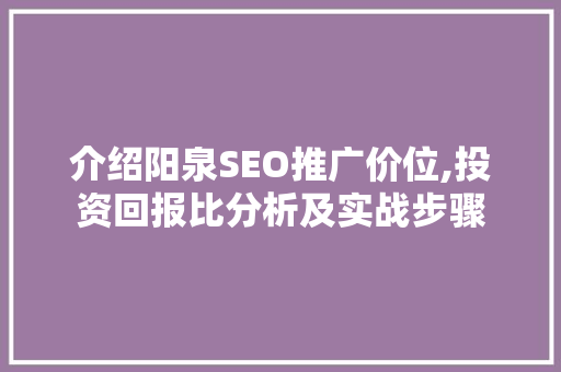 介绍阳泉SEO推广价位,投资回报比分析及实战步骤