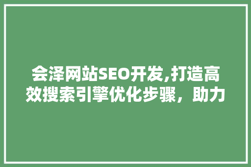 会泽网站SEO开发,打造高效搜索引擎优化步骤，助力企业提升在线竞争力