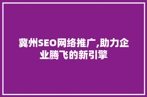 冀州SEO网络推广,助力企业腾飞的新引擎
