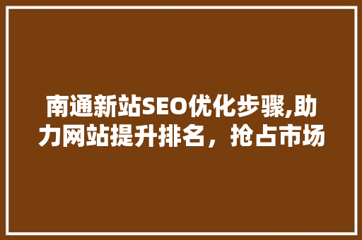南通新站SEO优化步骤,助力网站提升排名，抢占市场先机