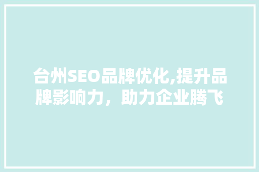 台州SEO品牌优化,提升品牌影响力，助力企业腾飞