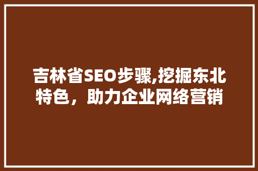 吉林省SEO步骤,挖掘东北特色，助力企业网络营销